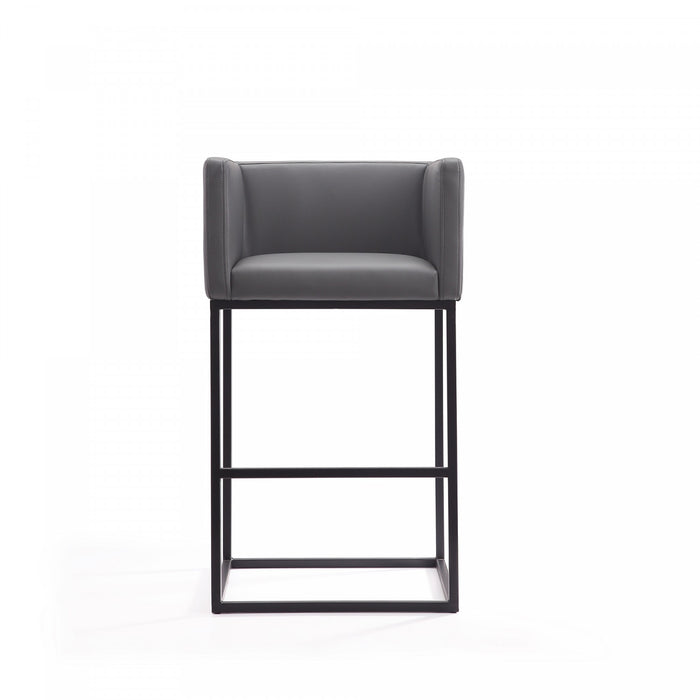 Embassy Mid-Century Modern Metal Upholstered Barstool in Gray - Set of 3
