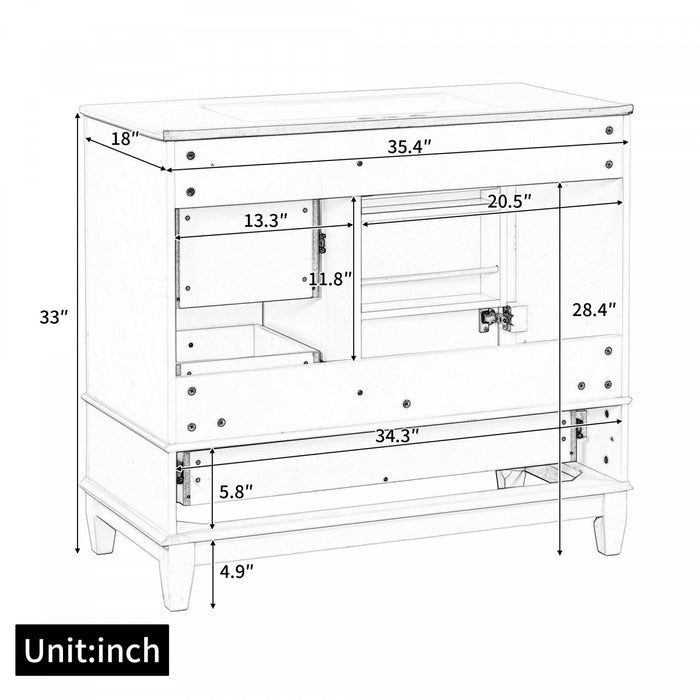 Fanny 36\" Bathroom Vanity with Ceramic Sink and Soft-Close Hinges, White