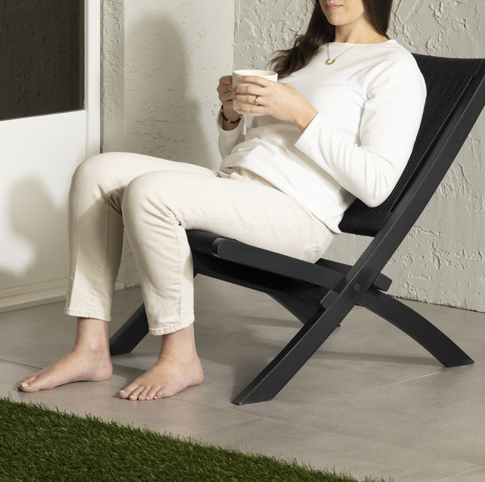 Agave Wood Rope Lounge Chair - Black
