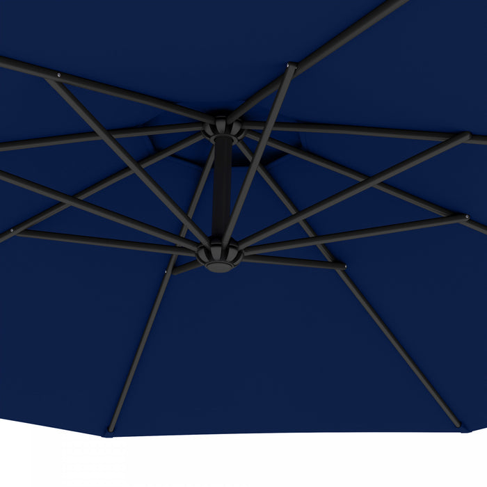 Outsunny 10' Deluxe Patio Umbrella, Outdoor Market Parasol, Navy Blue
