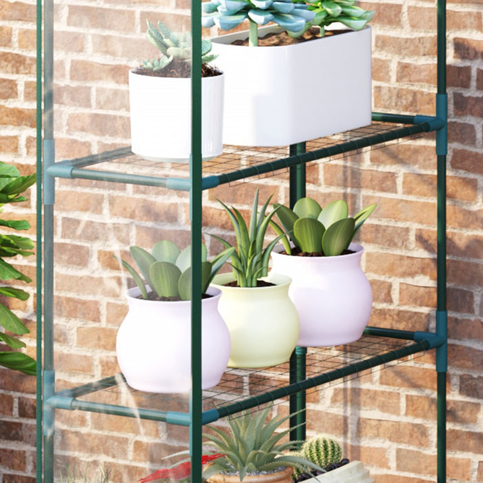 Outsunny 56\" X 29\" X 77\" Portable Walk-in Greenhouse Garden Flower Plant Growing Warm House W/ 4 Tier Shelves And Roll Up Zippered Door, Transparent