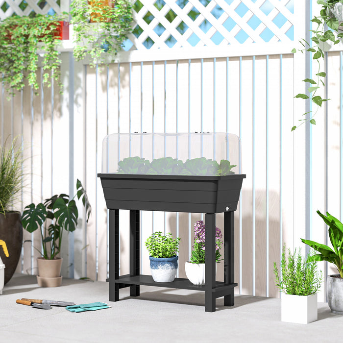 Outsunny 41L Self Watering Raised Garden Bed, Planter Box, Black