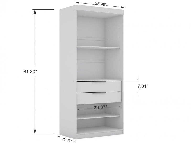 Mulberry Contemporary Modern 13-Piece Wardrobe Closet in White
