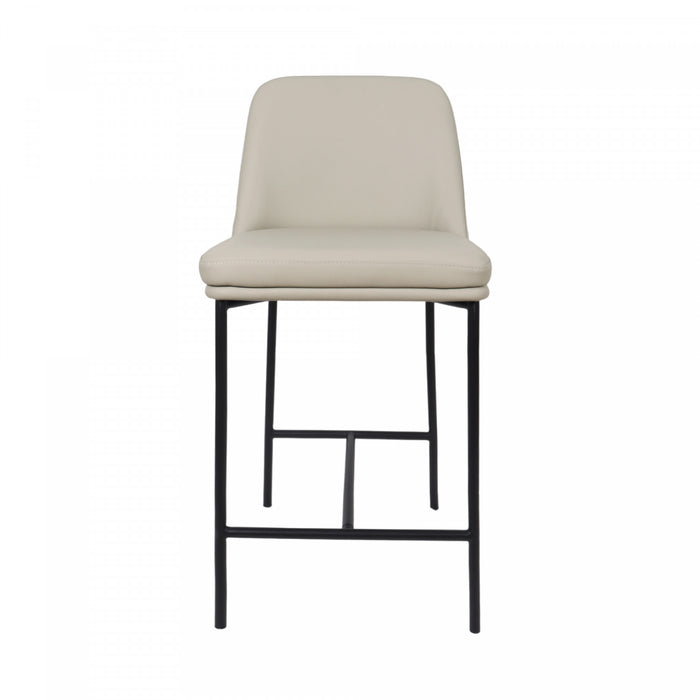 Loft Contemporary Vegan Leather Metal Counter Stool in Stone Gray - Set of 2