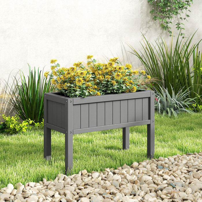 Outsunny Raised Garden Bed with Drainage Holes, Grey