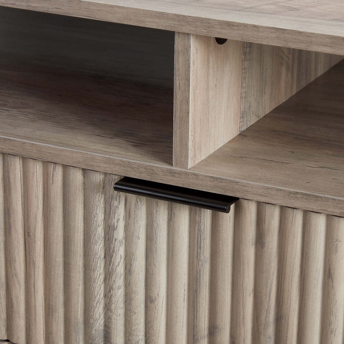Dumbo Modern 85\" Fluted TV Stand in Rustic Gray