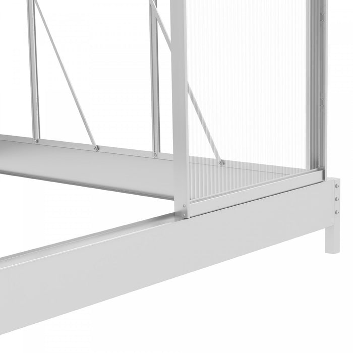 Outsunny 6' x 4' Polycarbonate Greenhouse, Walk-In Greenhouse with Sliding Door, Adjustable Window, Aluminium Frame and Foundation, Garden Grow House with Rain Gutter, Silver