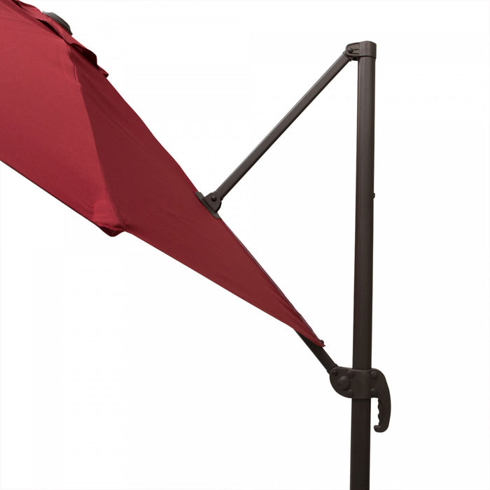 Outsunny 10ft Cantilever Patio Umbrella With 360° Rotation, Wine Red