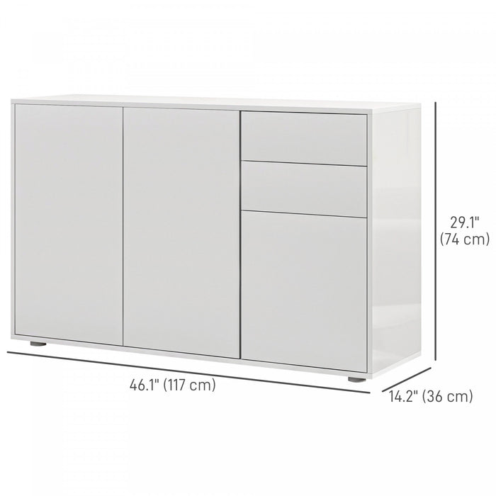 HOMCOM Kitchen Sideboard with Push-Open Drawers and Storage Cabinets