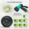 Outsunny Retractable Garden Hose Reel, 1/2 in x 100ft Wall Mounted Water Hose Reel with 7- Function Sprayer Nozzle, Auto Rewind, Any Length Lock, 180° Swivel Bracket, Black
