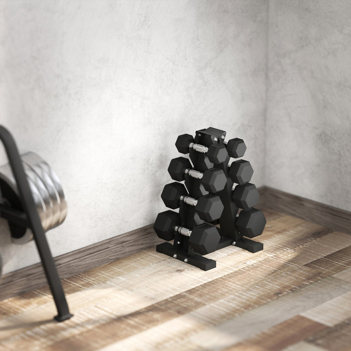 Soozier 100 LBS Dumbbell Set with Rack, Rubber Coated Hex Hand Weights