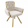 Timothy Velvet Swivel Dining Chairs with Tufted Upholstered and Metal Legs Set of 6, Glod  | Chaises de salle a manger pivotantes Timothy en velours avec revetement capitonne et pieds en metal dore, lot de 6