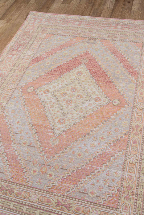 Poppy Traditional 4'0\" x 6'0\" Area Rug in Pink Indoor Area Rug