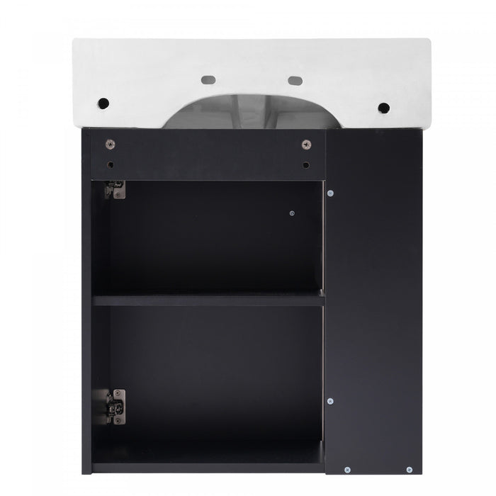 Rachel 21.6\" Floating Bathroom Vanity With Ceramic Basin, Soft-close Door, And Left Side Storage