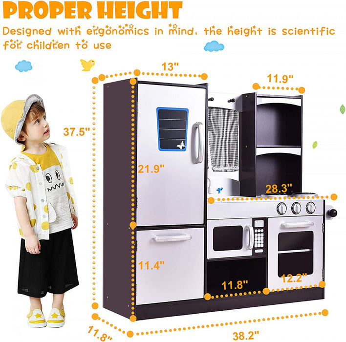 Costway Kids Kitchen Playset Wooden Chef's Pretend Play Toy Cooking Food Set Gift For Kids