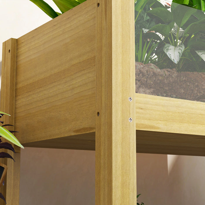 Outsunny Wooden Planter Box Outdoor Raised Planter, 29.5\" x 18.1\" x 23.8\"