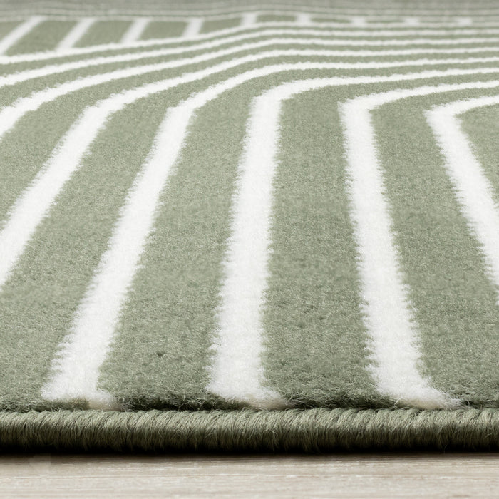 Florence Green White Modern Geometric Arches Rug, 4'7\" x 6'7\" Indoor Area Rug