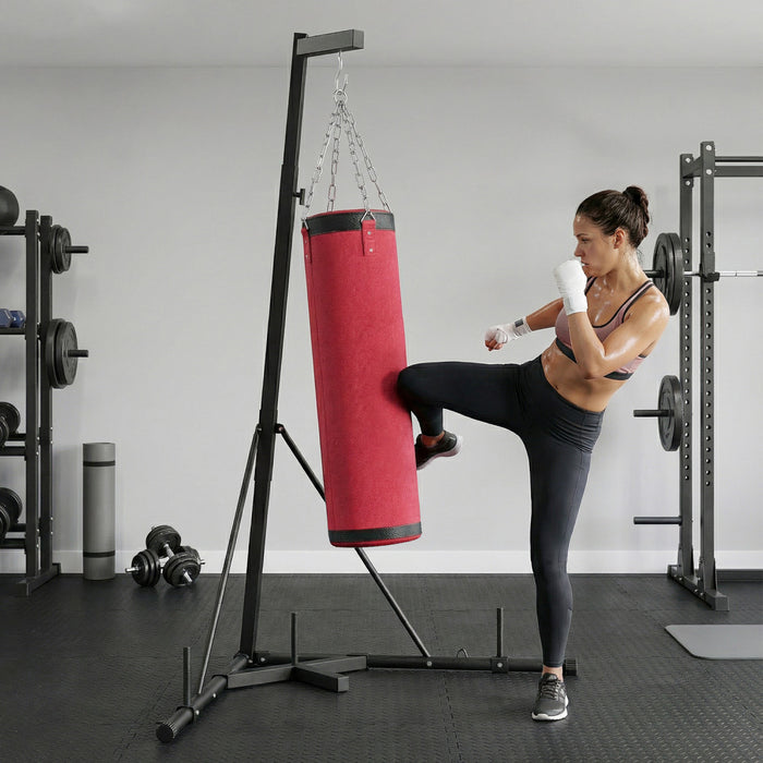 Soozier 72.8\"-90.9\" Adjustable Punching Bag Stand with Sandbag, Red