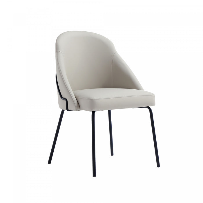 Gracie Modern Vegan Leather Metal Dining Chair in Stone Gray and Black - Set of 2