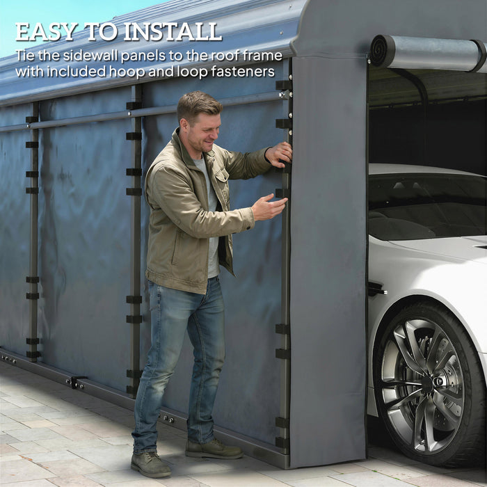 Outsunny Carport Replacement Canopy Cover Sidewalls for 10' x 15' Carport