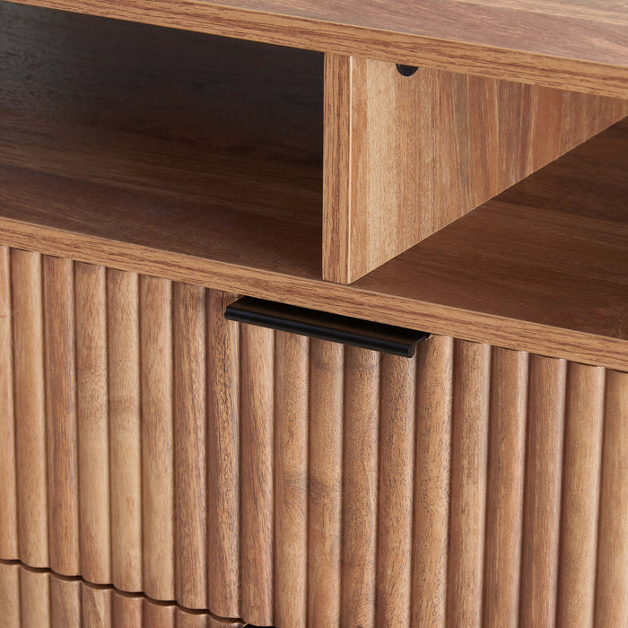 Dumbo Modern 63\" Fluted TV Stand in Golden Brown