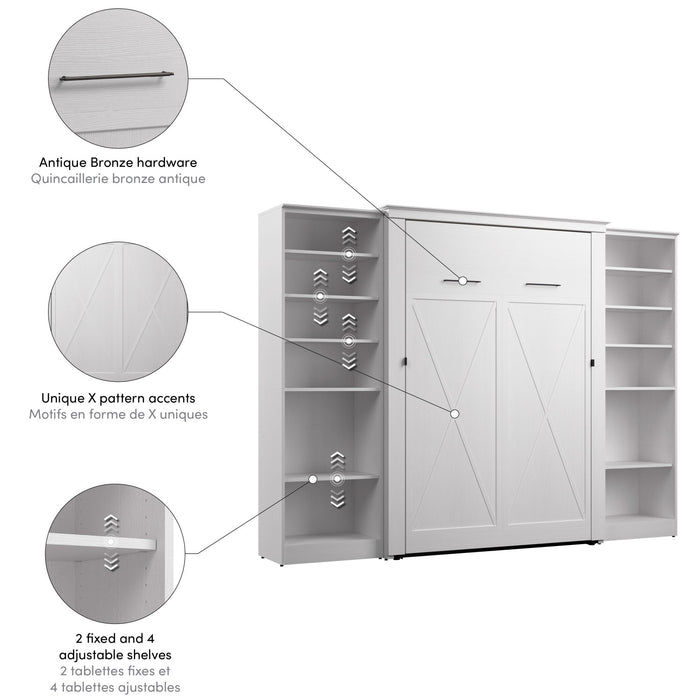 Bestar Key West Full Murphy Bed with Closet Organizers (113 W) - Pure White Oak