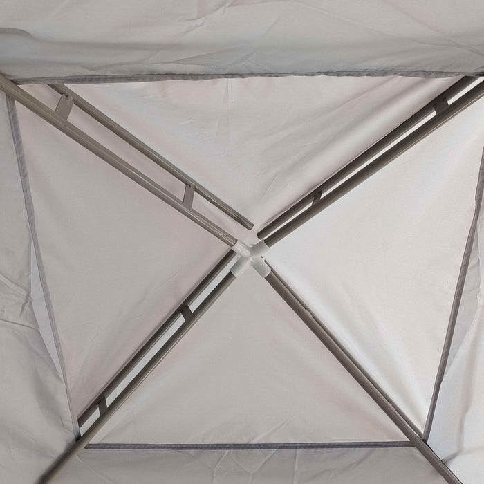 Outsunny 10' X 10' Canopy Tent, Party Tent With Mesh Netting And Double Tier Roof For Backyard, Garden, Patio, Outdoor, Light Grey