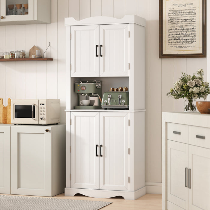 HOMCOM 73\" Kitchen Pantry Cabinet, Kitchen Hutch with Door Shelves, White