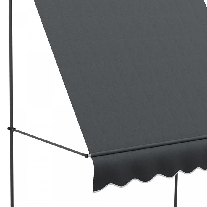Outsunny 6.5' X 4' Retractable Awning, Freestanding & Non-screw, Dark Grey