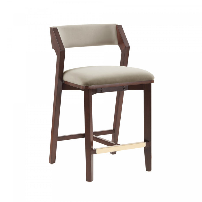 Patricia Modern Wood Upholstered Counter Stool in Linen Bar Stool