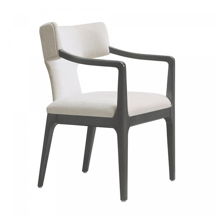 Eloria Mid-Century Modern Chenille Wood Armchair in Cream