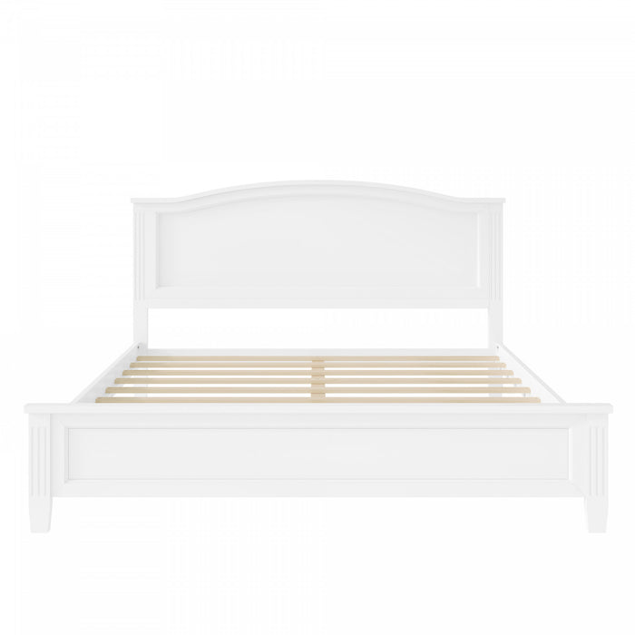 Benson Full Size Solid Wood Platform Bed with Stylish Headboard, White