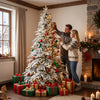 HOMCOM 6ft Prelit Flocked Christmas Tree, Downswept Hinged Xmas Tree