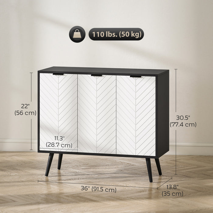 HOMCOM 36\" Sideboard, Buffet Cabinet with Adjustable Shelves, Black