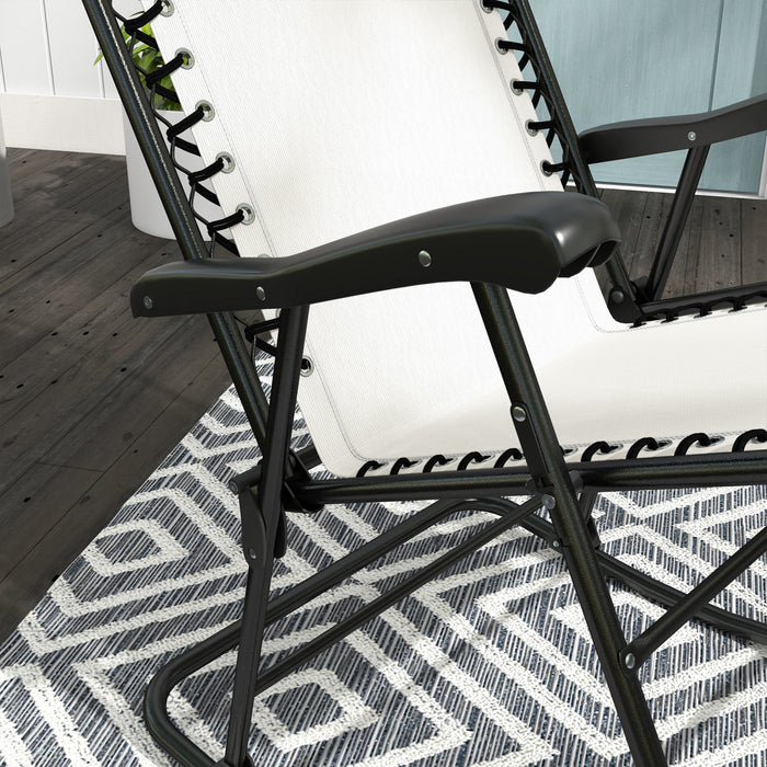 Outsunny 2pc Patio Foldable Rocking Chair Set, Cream White