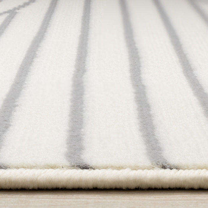 Forte White Grey Curved Arches Indoor Area Rug - 4'7\" x 6'7\"