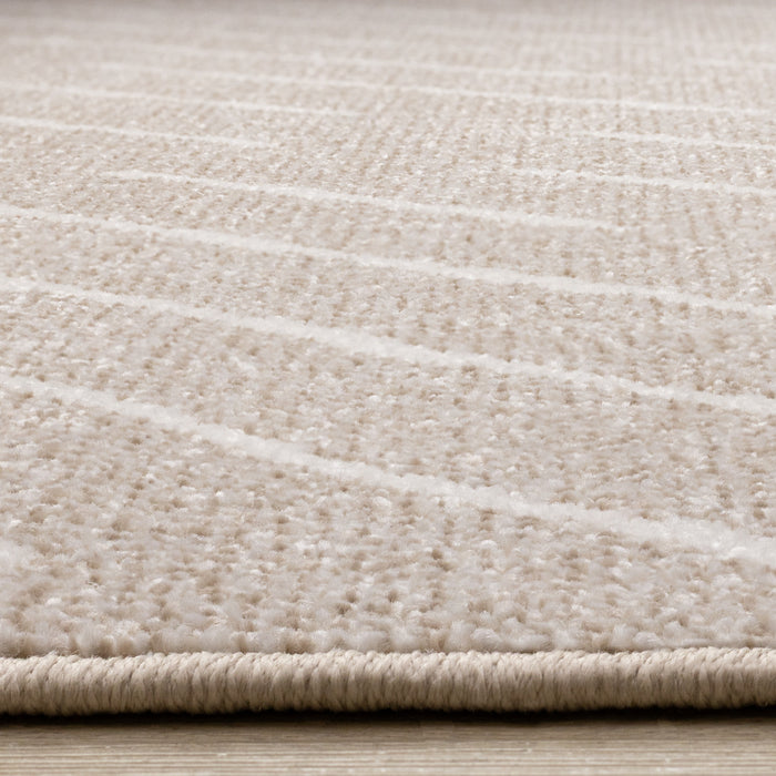 Covington Beige Cream Diagonal Rain Streaks Design Rug, 6'7\" x 9'10\" Indoor Area Rug