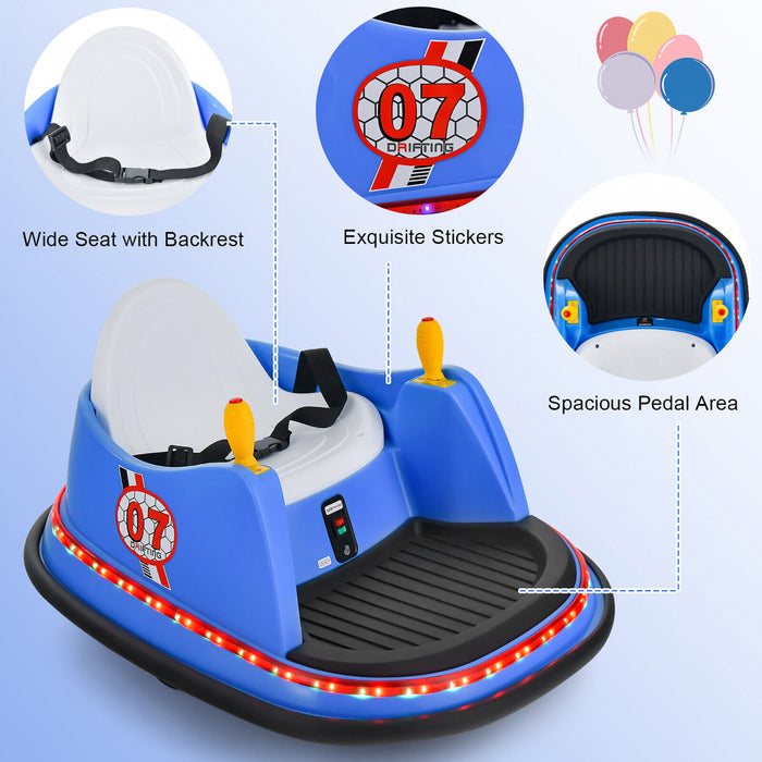 12v Vehicle 360¡a Spin Race Toy Kids Ride On Bumper Car W/ Remote Control Blue