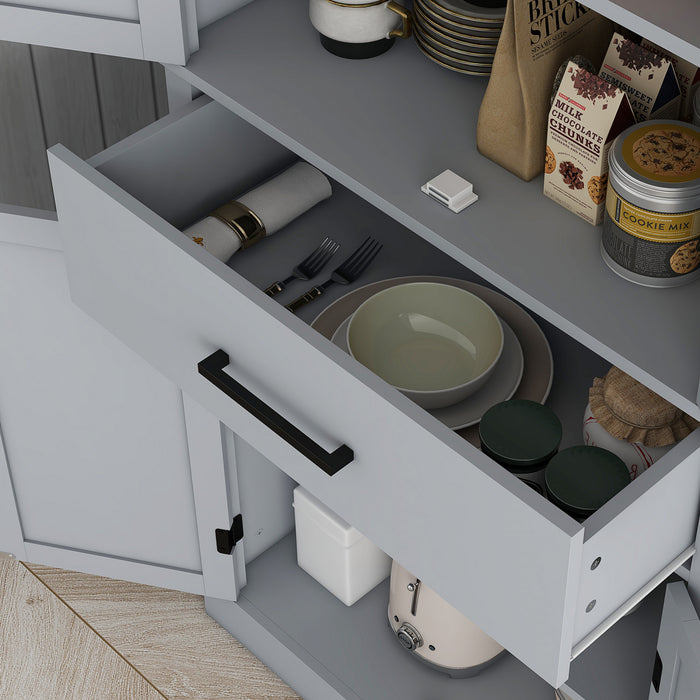 HOMCOM 72\" Tall Kitchen Pantry Storage Cabinet with Barn Doors and Drawer