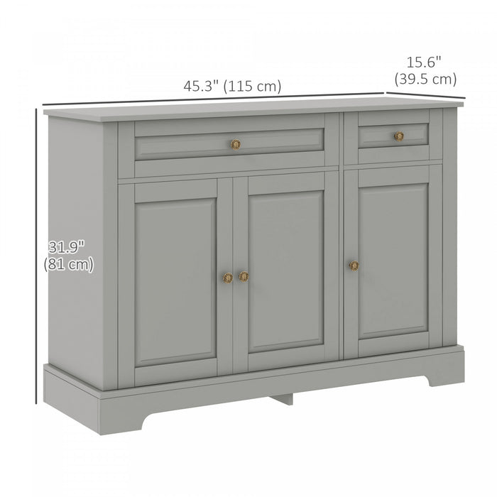 HOMCOM Sideboard Buffet Cabinet, Kitchen Cabinet with 2 Drawers, Grey