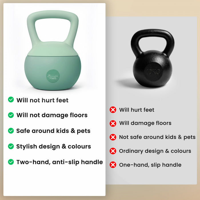 Soozier 22 lb Soft Kettlebell, Sand Filled Weight with Grip Handle, Solid Kettlebell Weight for Full Body Workout and Strength Training, Home Gym Equipment, Green