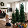 HOMCOM Artificial Pencil Christmas Tree Set of 3, PVC Tips, 3/4/5 ft, Green