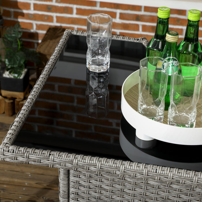 Outsunny 5 Pieces Patio Bar Set, Pe Rattan Wicker Outdoor Bar Set, Grey