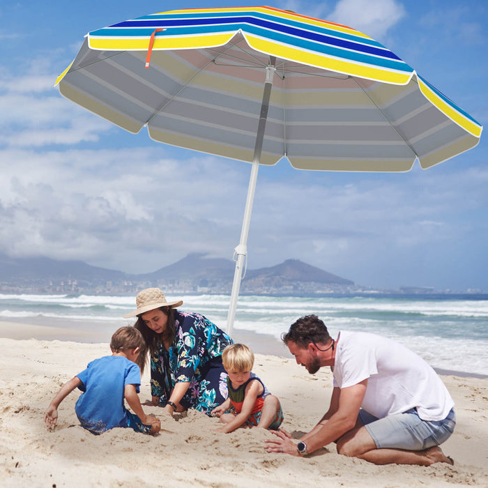 Costway 6.5 FT Patio Beach Umbrella Sun Shade Tilt Aluminum Sports Portable Carry Bag