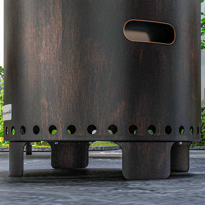 Outsunny Smokeless Fire Pit, Portable Wood Burning Firepit With Poker Black