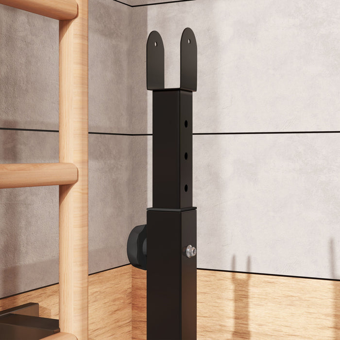 Soozier Weight Bench With 2 Barbell Rack And Preacher Curl Bench