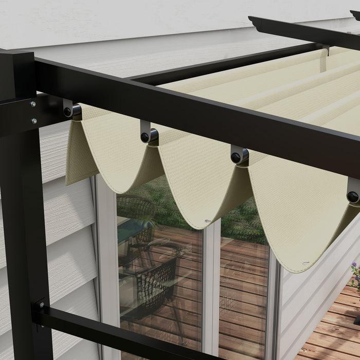 Outsunny 10' X 13' Metal Pergola W/ Retractable Canopy Roof, Beige