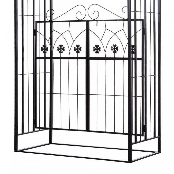 Outsunny 7' Metal Garden Arch W/ Gate, Decorative Arbor For Climbing Plant