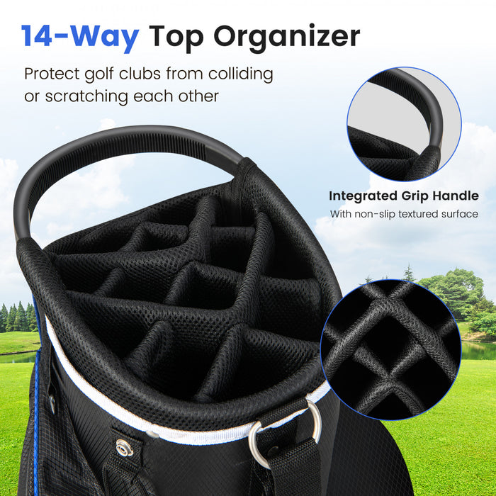 Costway Lightweight Golf Cart Bag With 14 Way Top Dividers 9 Pockets Rain Hood Cooler Bag