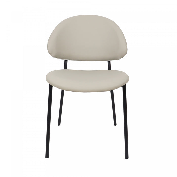 Haven Contemporary Modern Vegan Leather Metal Side Chair in Stone Gray - Set of 4